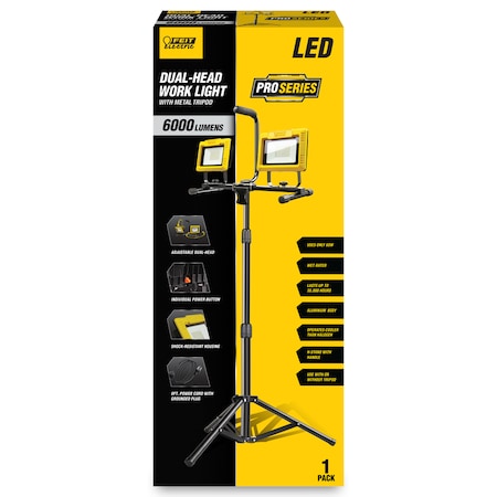 Feit Electric Feit Pro Series 6000 lm LED Dual Power Tripod Work Light WORK6000XLTPLUG